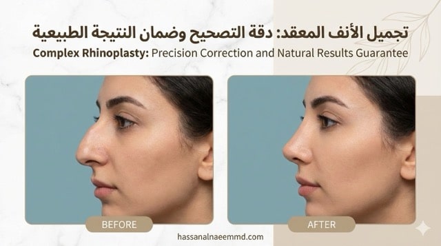 تجميل الأنف المعقد قبل وبعد دقة التصحيح مع د حسن النعيم في الرياض