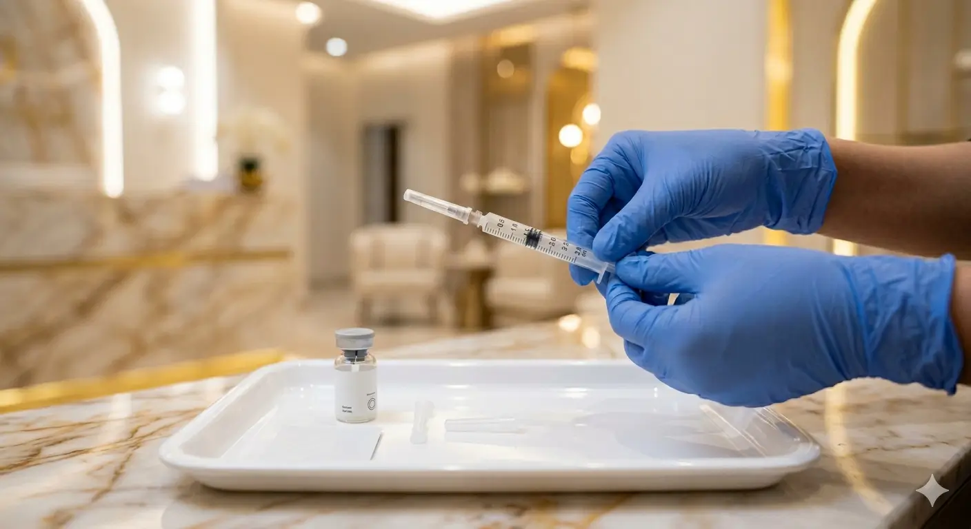 ابرة سكلبترا للوجه في عيادة د  حسن النعيم لتحفيز الكولاجين