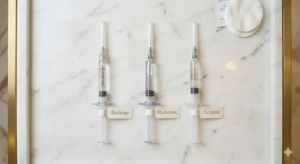 مقارنة فيلر الكالسيوم راديس مع الهيالورونيك وسكلبترا