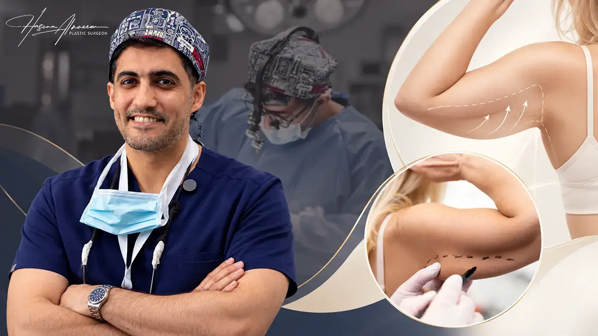 د  حسن النعيم استشاري جراحة التجميل في الرياض مع تخطيط الذراع قبل الإجراء – هل شفط دهون الذراعين يشد الجلد