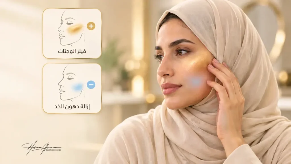 فيلر الوجنات أم إزالة دهون الخد: الفرق بين إضافة حجم لمنطقة الوجنة وتقليل امتلاء تجويف الخد