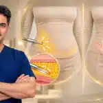 شد البطن أم شفط الدهون: د  حسن النعيم استشاري جراحة التجميل مع رسم توضيحي للفرق بين شفط الدهون وشد البطن
