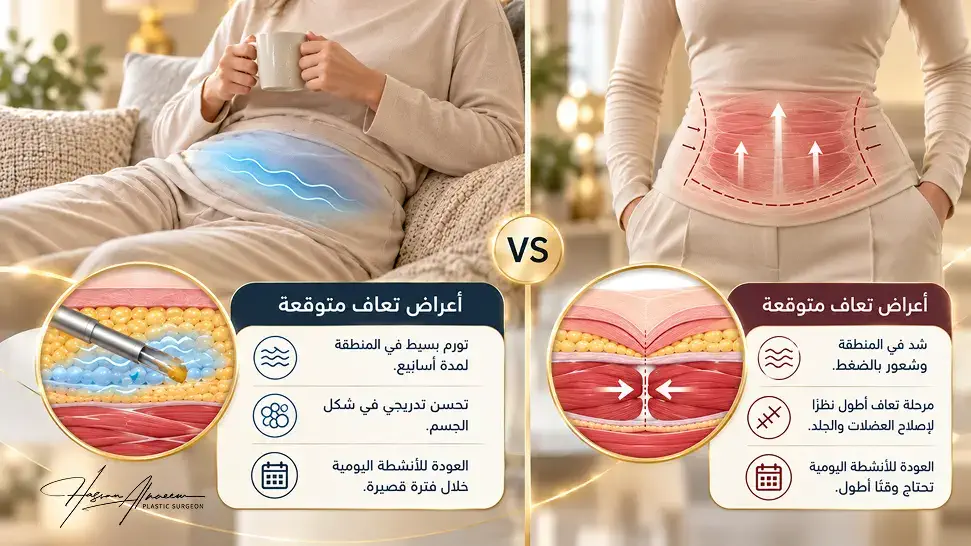 مخاطر عملية شد البطن: الفرق بين أعراض التعافي المتوقعة والعلامات التي تحتاج مساعدة عاجلة